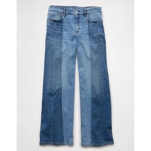 American Eagle Outfitters Wide Leg Jeans Stretch Low Rise Size 4 Long New W/Tags